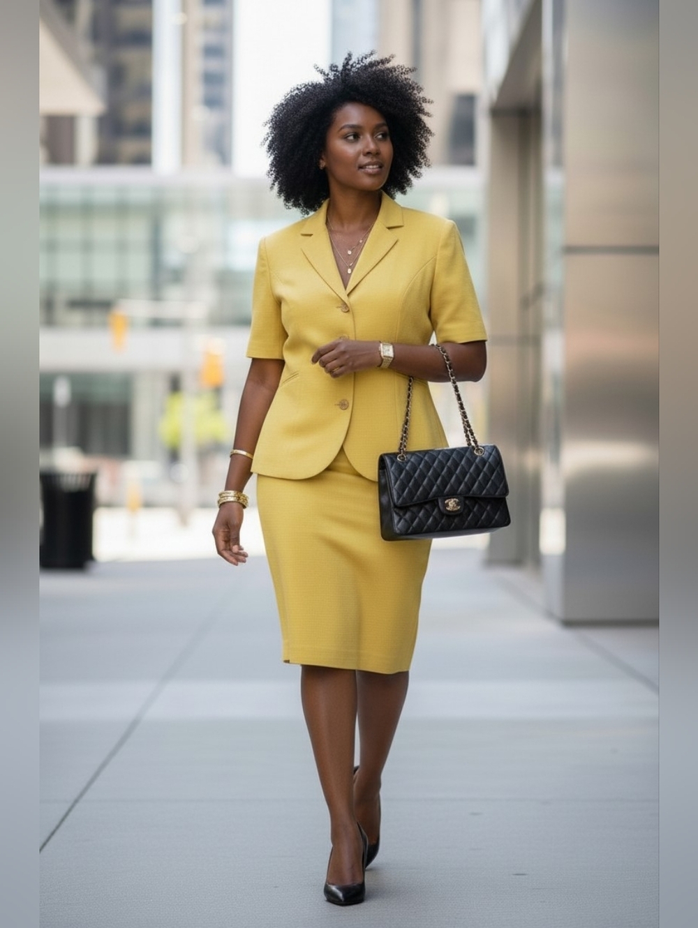 Kasper ASL Butter Yellow Skirt Suit Set Blazer Pencil Size 12
